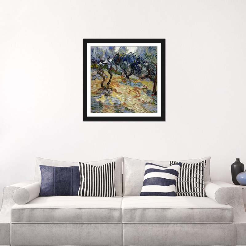"Olive Trees" par Vincent van Gogh, reproduction d'art sur toile, H 24 po x l 24 po x P 1 po, Papier d'art encadré noir