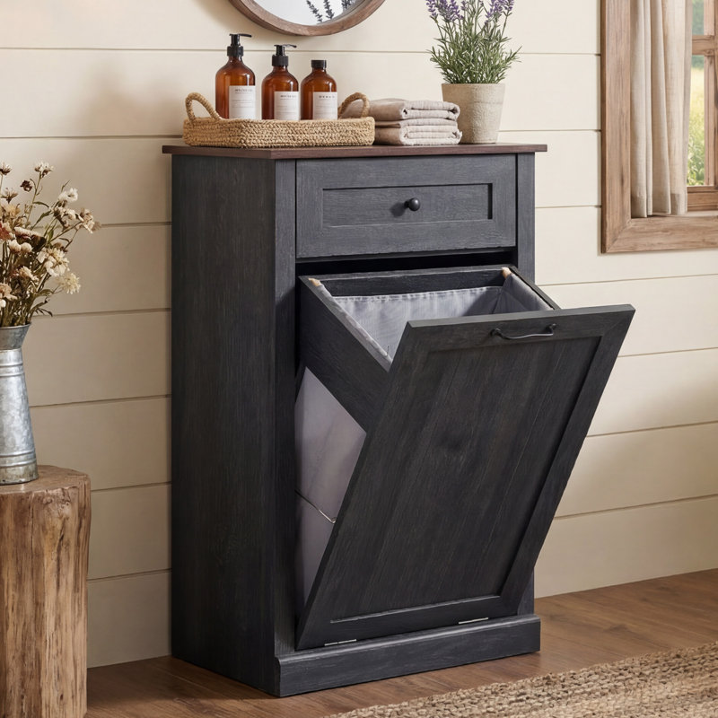 Armoire à paniers à linge inclinable Ahart, H 35,8 po x l 21,4 po x P 13 po, Gris