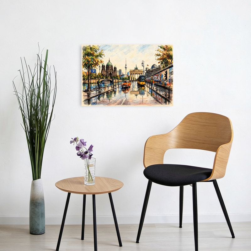 Berlin Landmarks Autumn Day Abstract Contemporary Architecture Autumn Wall Art Print, H 16 po x l 24 po