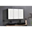 Armoire de salle de bain éclairée à DEL avec miroir, douilles - 48 x 30 pouces, à intensité variable, brouillard, armoire de projection en aluminium noir mat, douilles de pouce, cadre