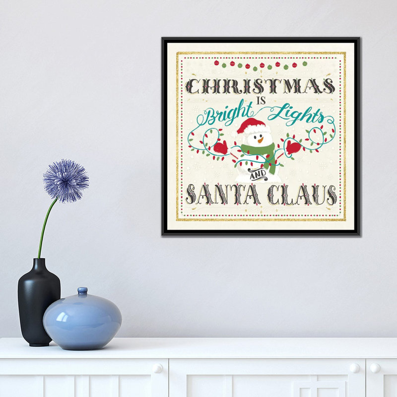« winter wonderland on white iii », art textuel sur toile, H 18 po x l 18 po x P 1,5 po, Toile avec cadre noir, Pas de tapis