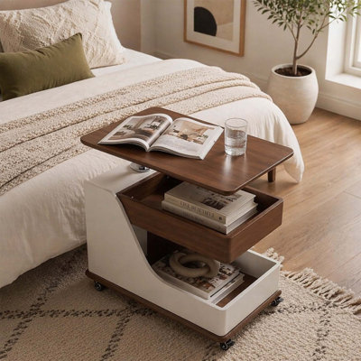 Table basse avec rangement, portable et polyvalente pour le salon, le balcon ou la chambre à coucher