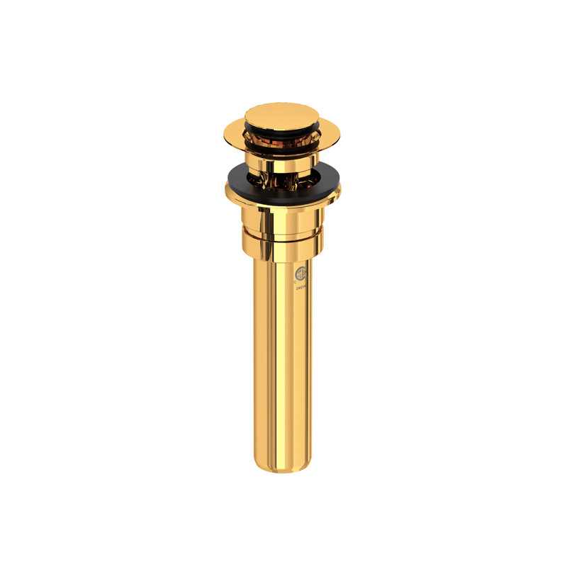 Push Drain with Overflow, English Gold