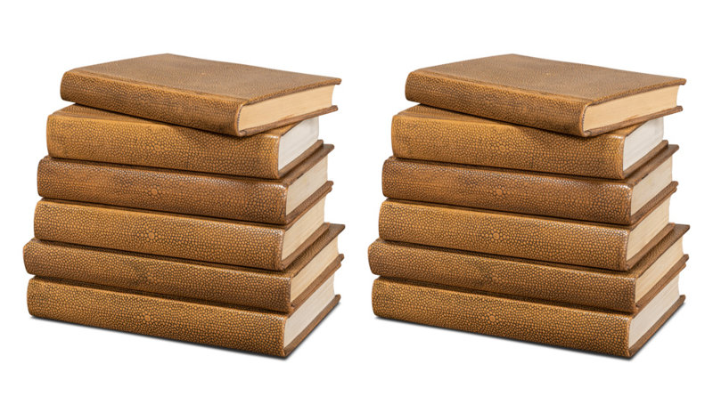 Shagreen Handmade and Hand Finishing Leather Sport Decorative Book, Brown