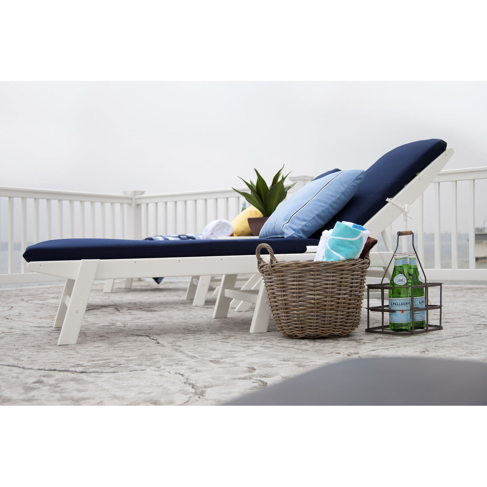 POLYWOOD Nautical 3-Piece Chaise Set, White