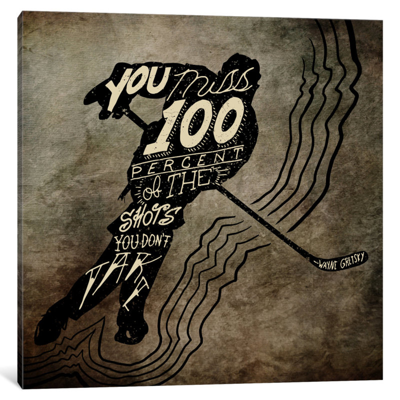 «100% of the Shots», impression sur toile, H 26 po x l 26 po x P 1,5 po, Toile avec cadre noir, Pas de tapis