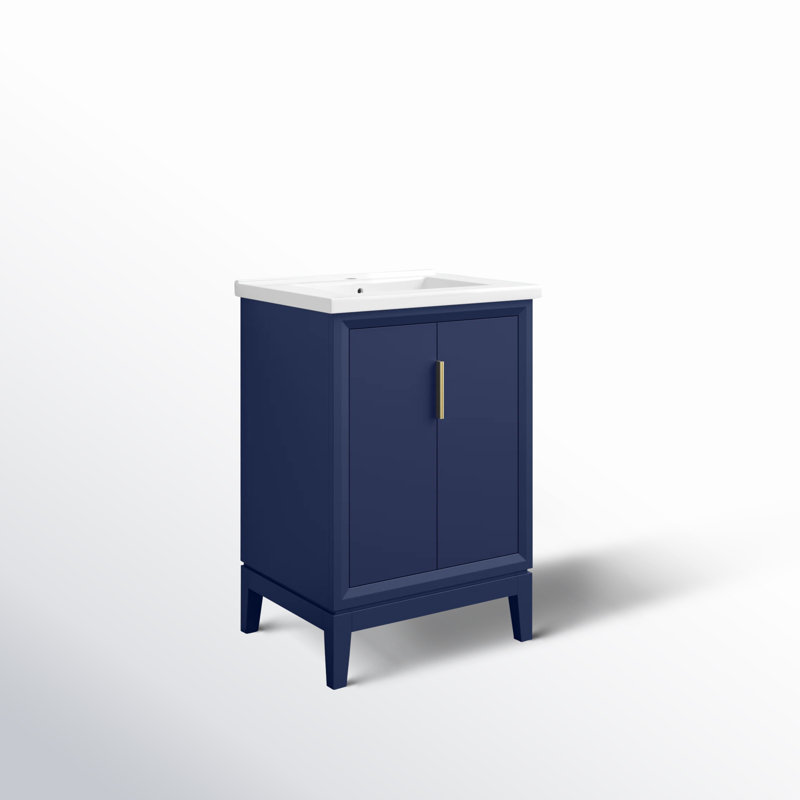 Ensemble de meuble-lavabo simple 25 po Finck, Bleu monarque, Doré
