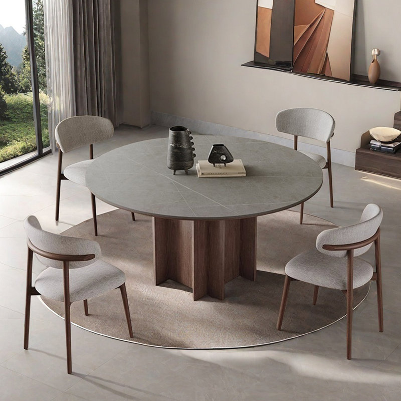 Nordic vintage simple round dining table sets, 29.5"H x 47.2"L x 47.2"W