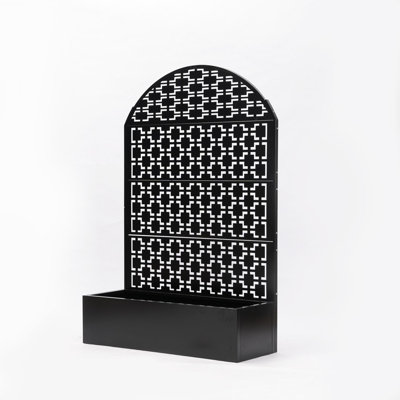 Paravent arqué avec boîte à fleurs, pot à fleurs autoportant en métal de 70,87 po de hauteur, boîte à fleurs 35,04 po x 15,75 po x 11,81 po pour patio