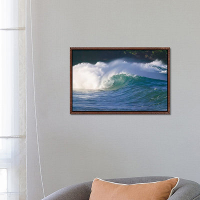 Pacific storm waves, North Shore of Oahu, Hawaii 1 Piece Floater Frame Wall Art on Canvas