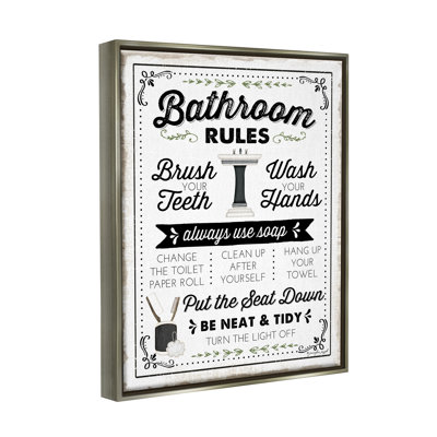 " Bathroom Rules Vintage List " by Jennifer Pugh