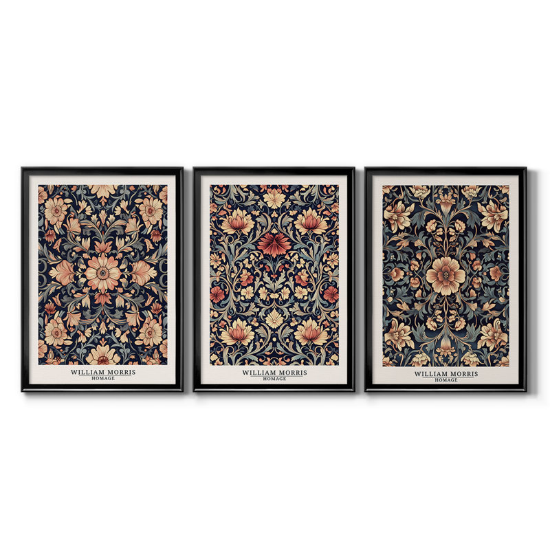 Collection de 3 pièces de la collection DMCXLVI de William Morris - 3 pièces, H 19 po x l 27 po, Noir