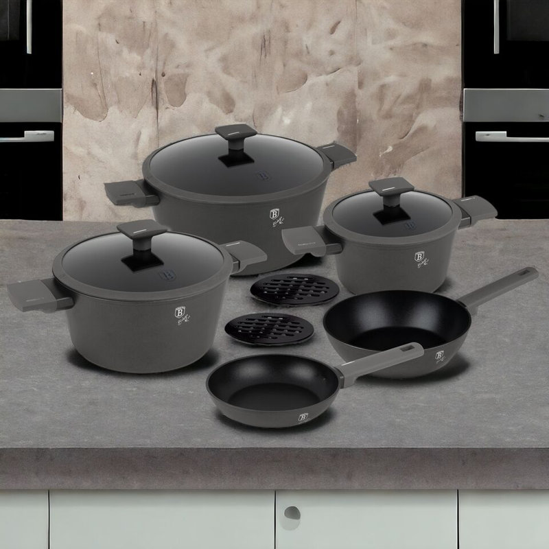 10 - Piece Non-Stick Aluminum Cookware Set, Anthracite