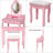 Makeup Vanity Table Set With 360Â° Mirror & Cushioned Stool - 4-Drawer Bedroom Dressing Desk-1762025774