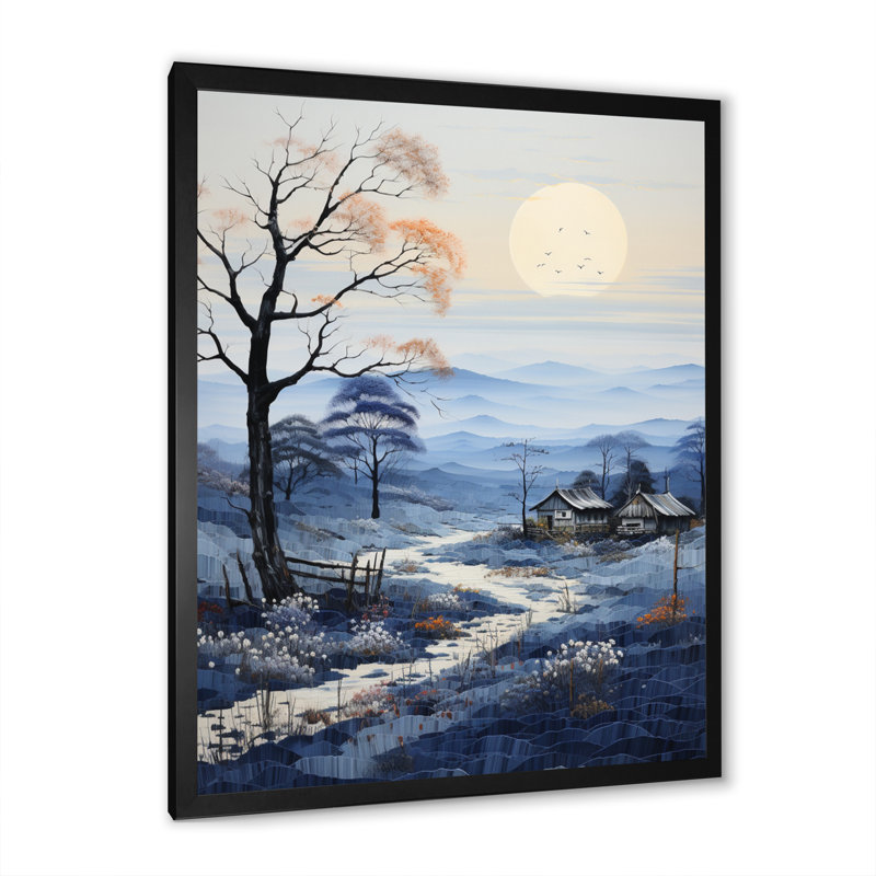 Imunique Countryside Misty Dawn An II sur impression sur toile, Cadre photo noir, H 20 po x l 12 po x P 1 po