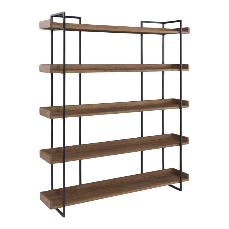 Berrien Solid Wood Etagere Bookcase, (5 Shelves) 75.5" H x 68" W x 13.5" D