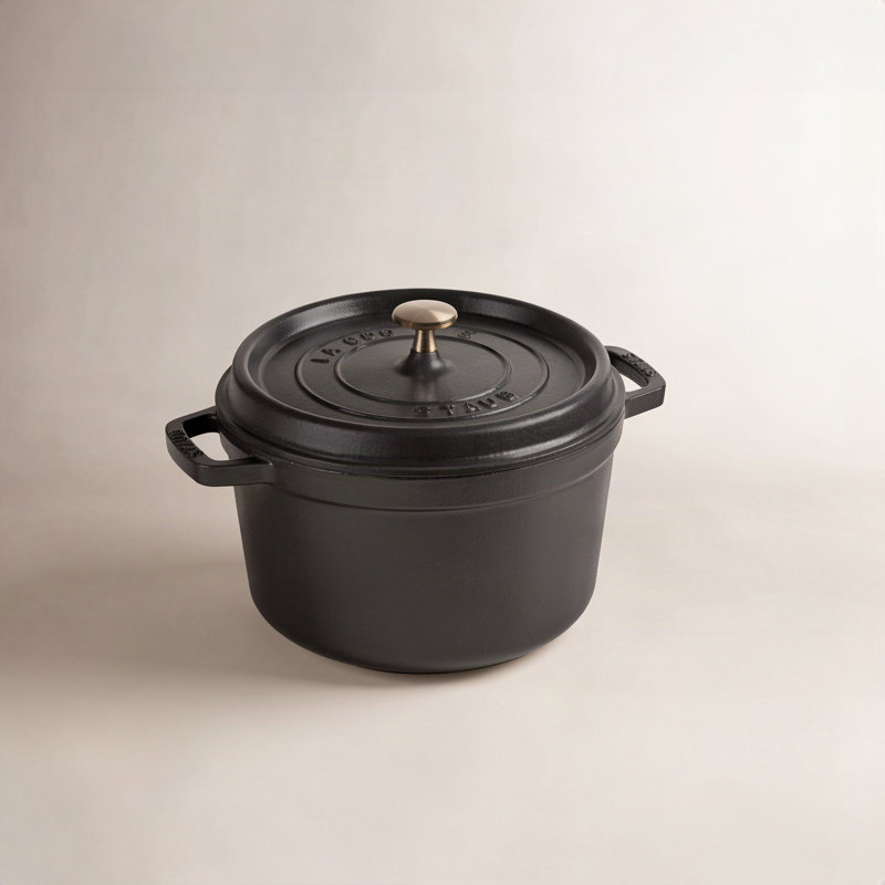 4.97-qt Cast Iron Round Dutch Oven, Black
