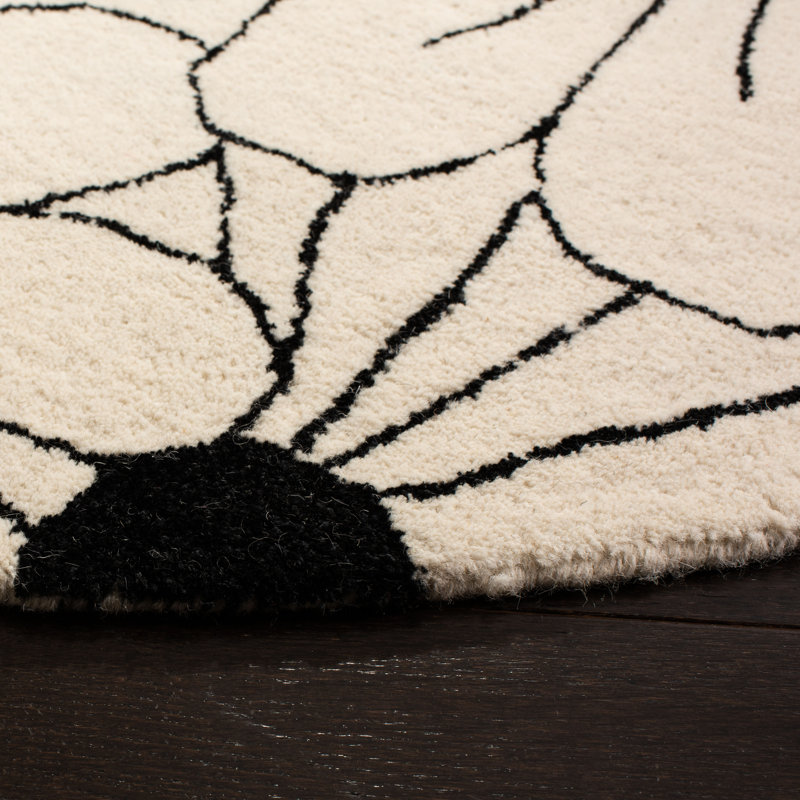 Avayah Soho Hand Tufted Wool And Viscose Floral Rug, Round 6'