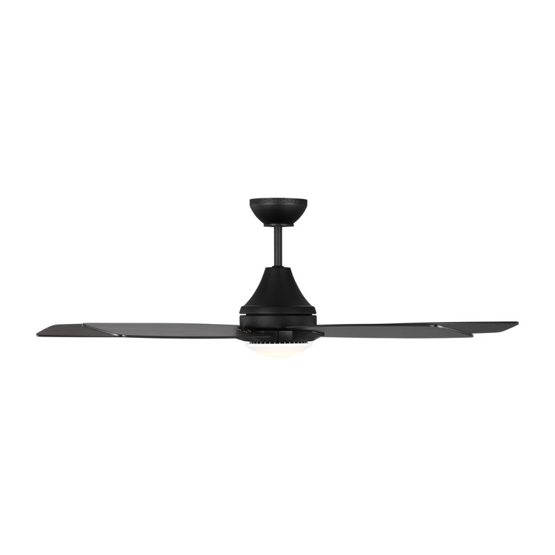 Midnight Black 52'' Solid Wood 5-Blade Ceiling Fan with LED Light and Remote