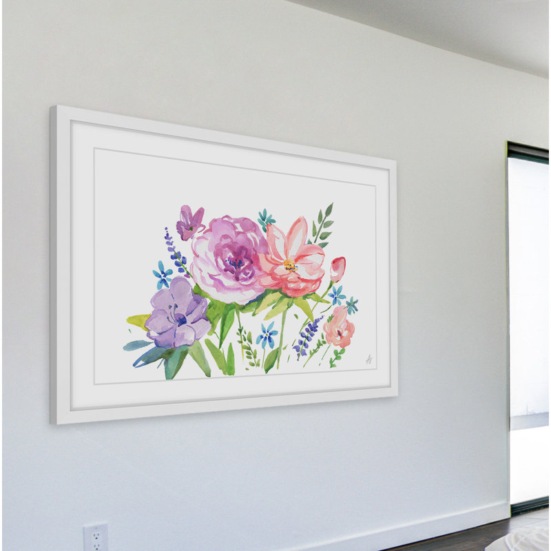 « pastels bouquet »-cadre photo imprimé sur papier, H 24 po x l 36 po x P 1,5 po, Cadre blanc