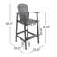 Tabourets de bar d'extérieur en bois d'acacia Adirondack, gris foncé
