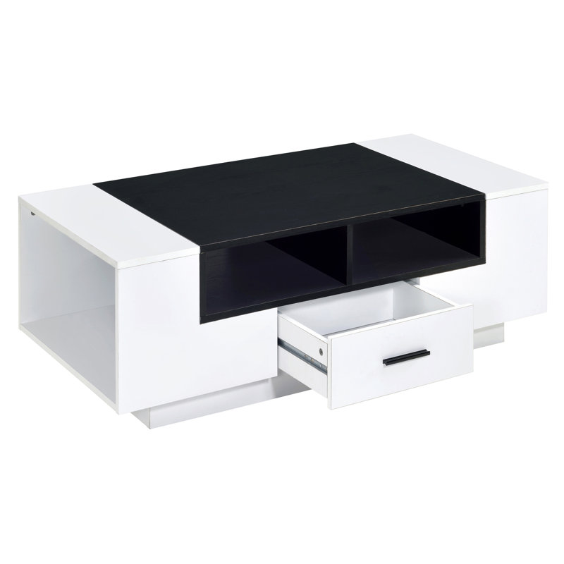 Table basse blanche et noire avec rangement