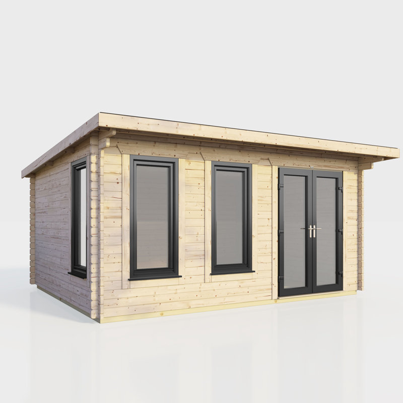 Powersheds 16 x 10ft Pent Log Cabin, Doors to the Right - 44mm