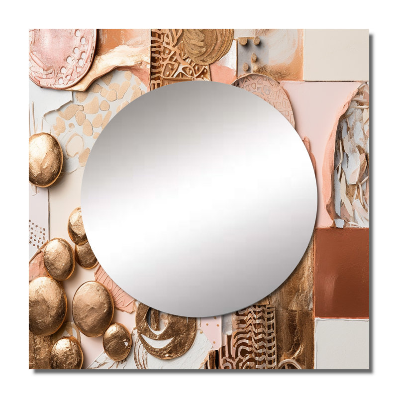 Pranshu - Modern Geometric Square Living Room Wall Mirror Art, 23" x 23"