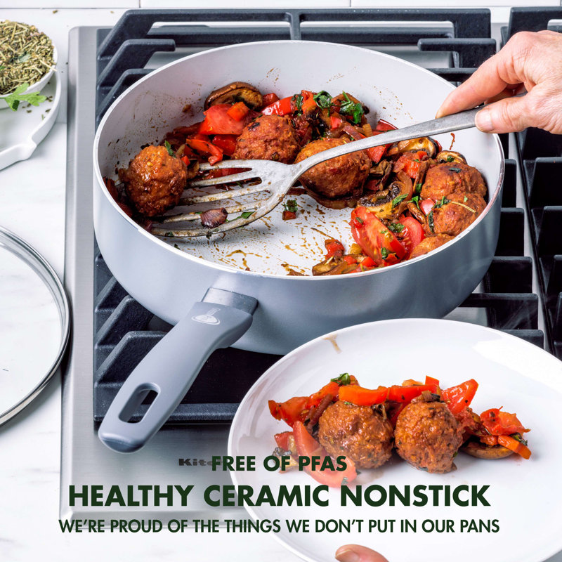 GreenPan Dover Healthy Ceramic Nonstick, 3QT Saute Pan Jumbo Cooker with Lid, PFAS-Free, Dishwasher Safe, Comfort Grip Handle