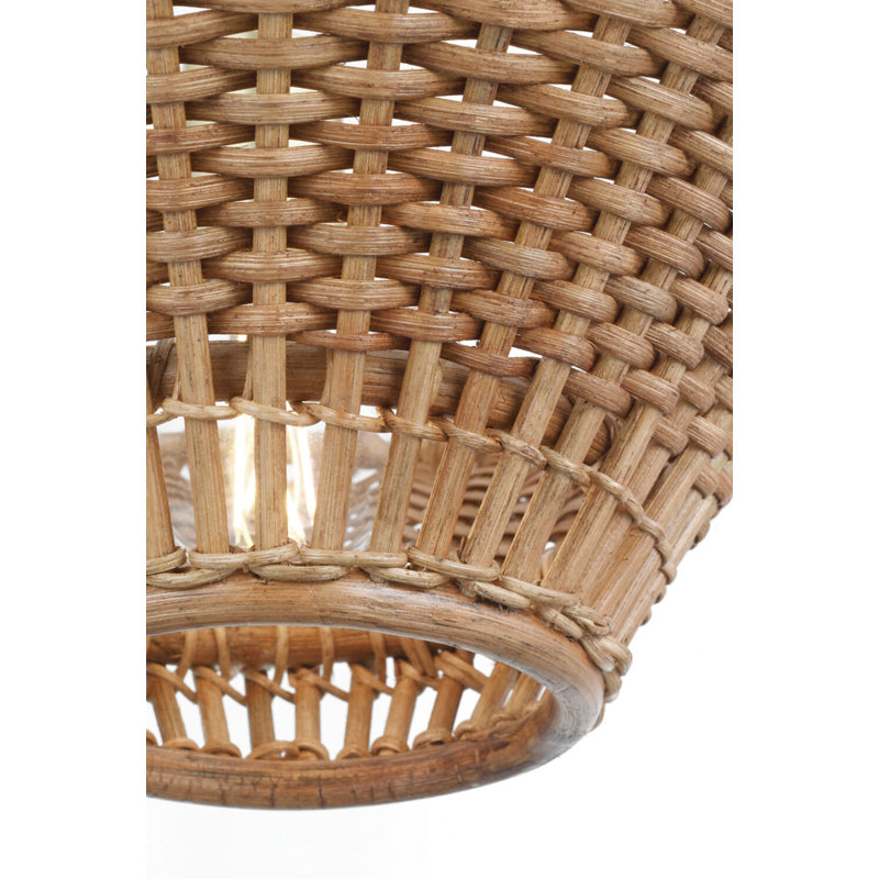 Elona Chandelier in Hand-Rubbed Antique Brass with Wicker, Natural Wicker, 15" H x 24" W x 24" D