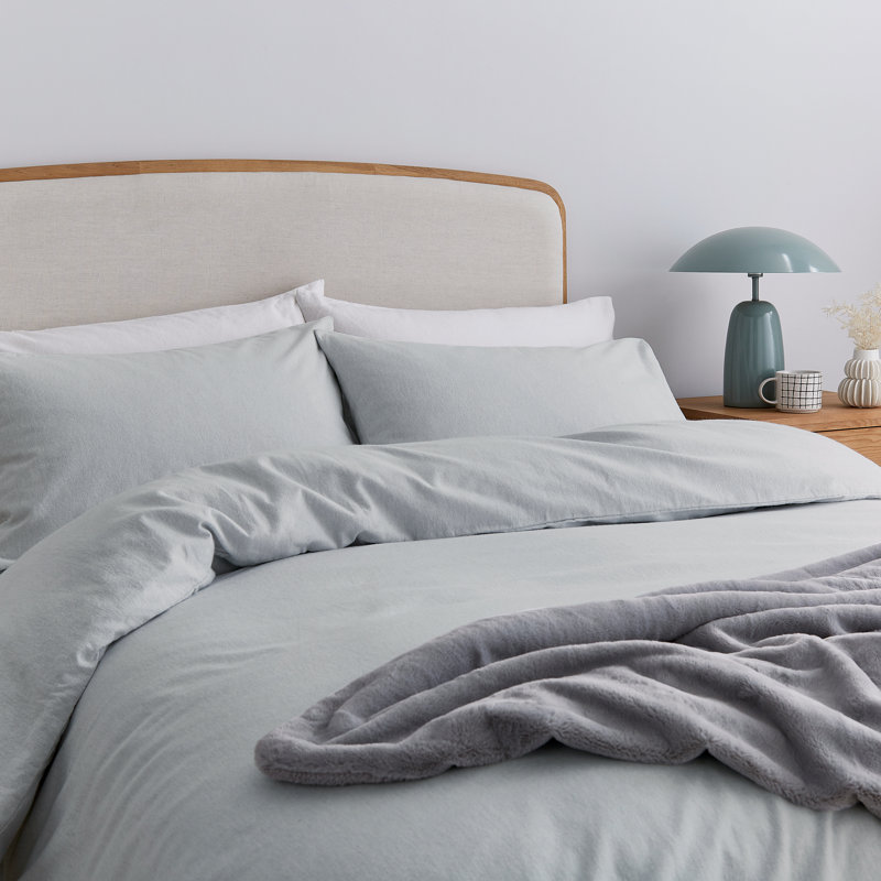 Brushed Cotton Duvet Cover Set, Kingsize Duvet Cover + 2 Pillowcases, Silver