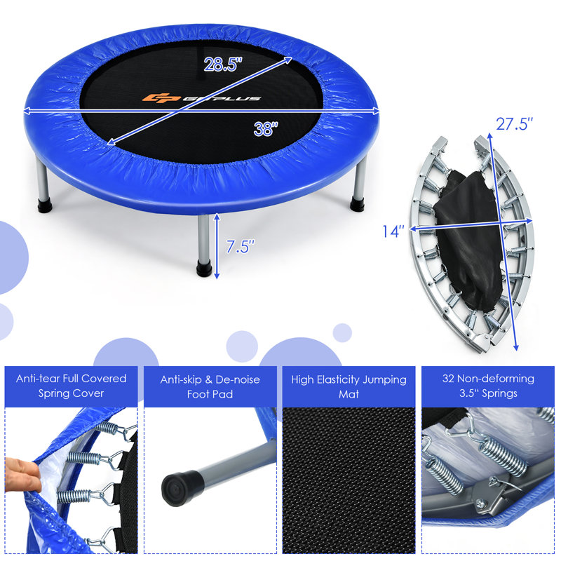 Trampoline de cour arrière de 3,17 pi avec enceinte sécuritaire Costway, Bleu