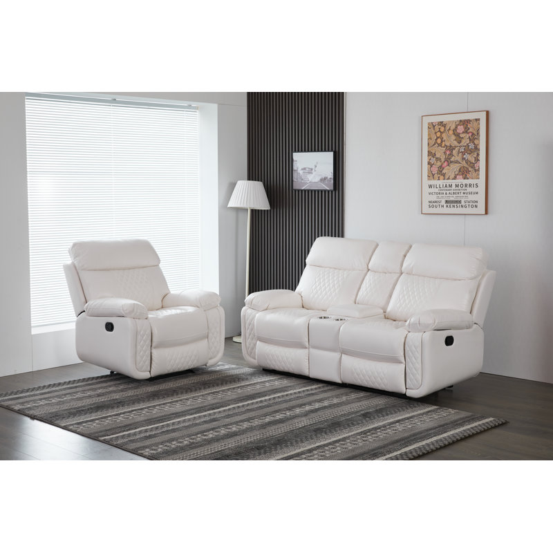 Ensemble de salon inclinable 2 pièces Billington, Blanc