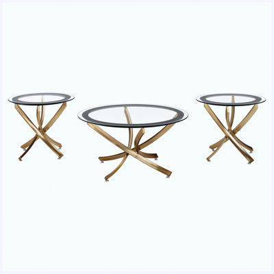 Modern 3-Piece Round Coffee and End Table Set, Complete Living Room Coordinated Set