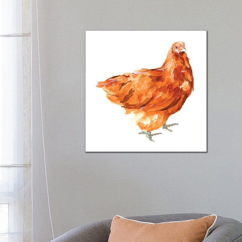 «Wild Chicken I» par Emma Scarvey - reproduction d'art, Toile tendue, Non mat, H 26 po x l 26 po x P 1,5 po