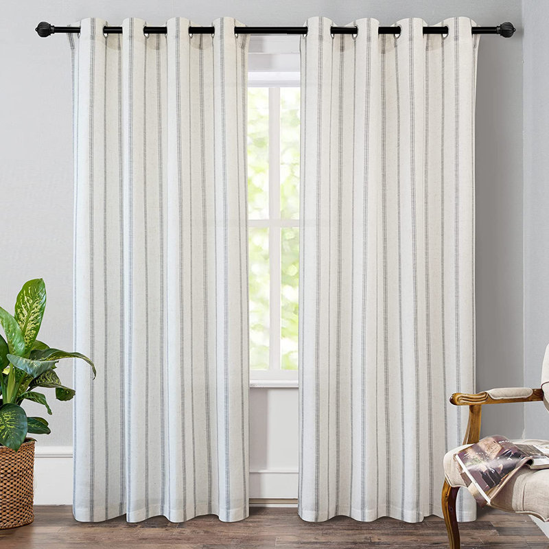 Rideau en mélange de lin Jeanenia, gris, L 52 po x L 84 po