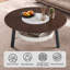 Table basse ronde avec tablette de rangement, incrustation de pierre frittée et pieds en bois massif, table de centre minimaliste moderne pour le salon, assemblage facile