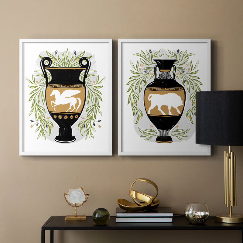 Vases grecs III - reproduction encadrée de qualité supérieure - prêt à être accroché - aucun clou requis - aucun clou requis