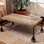 Diantha Table basse antique avec plateau en bois et plateau en maille noire