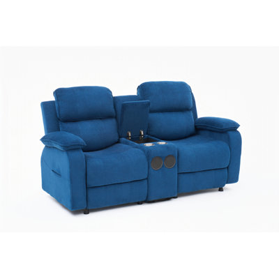 Reclining Loveseat, Velvet Double Recliner Sofa With Side Pocket, zero clearance recliner  Loveseat Recliner For Living Room, Rv, Home Theater