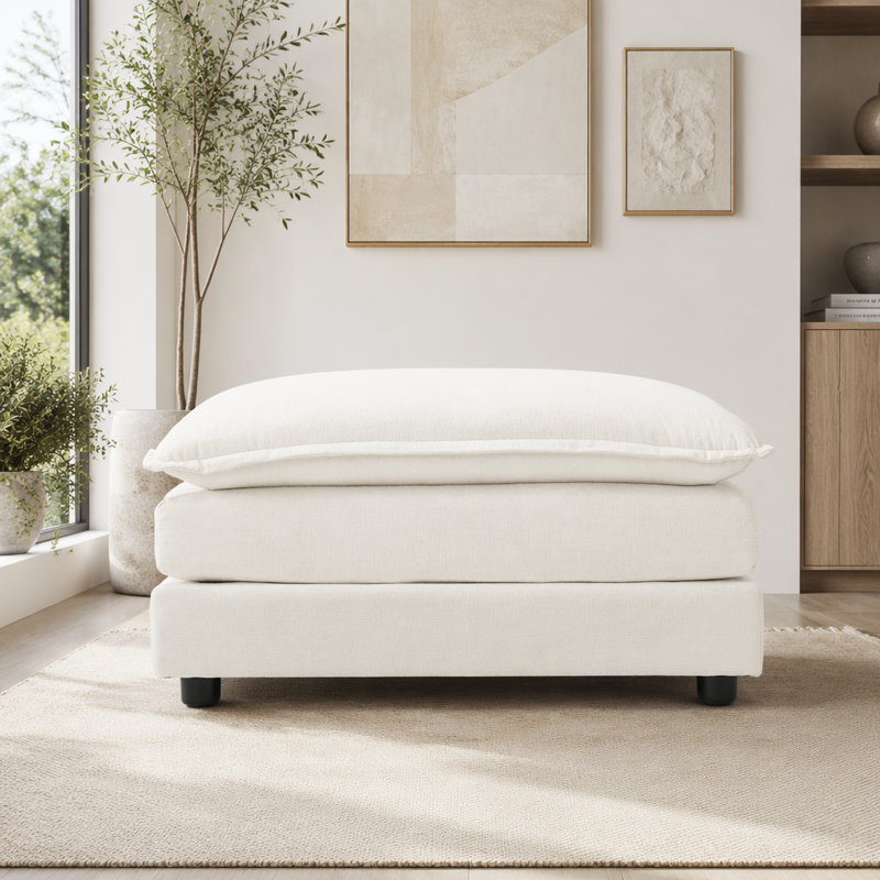 Repose-pieds en chenille, White