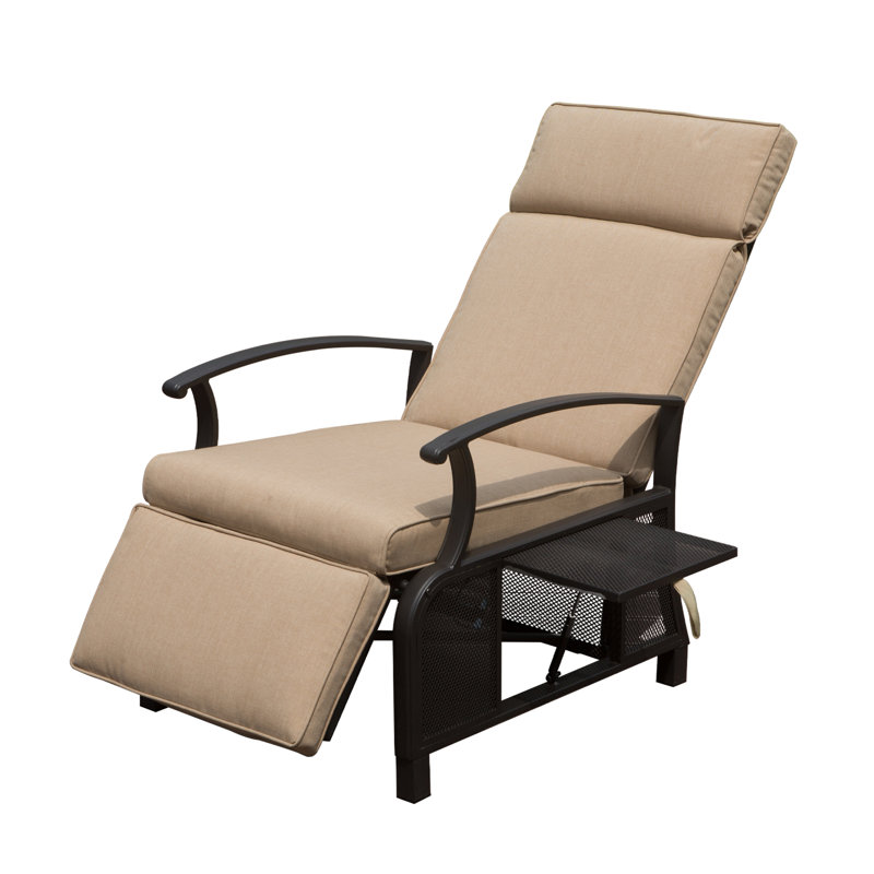 Chaise de patio inclinable avec coussins, Beige
