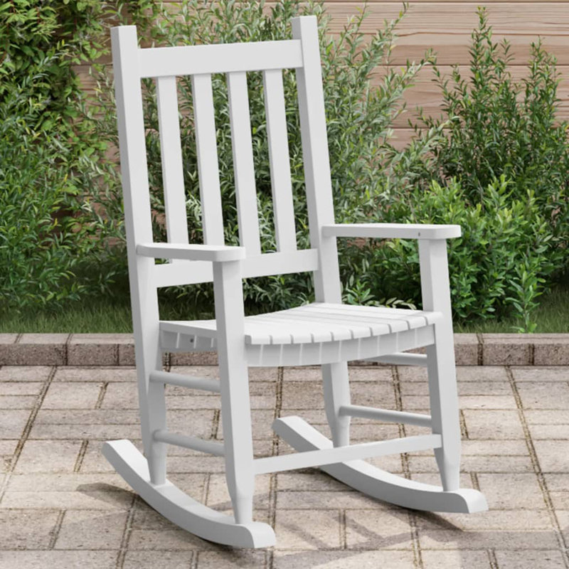 Abbad Solid Wood Rocking Chair, White