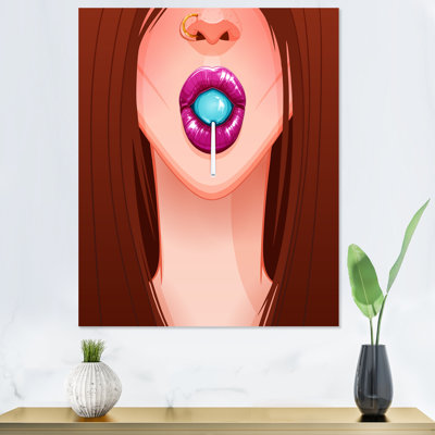 «Sensual Lips Of Glamour Woman Portrait III», art mural sur toile Glam