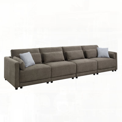 Linen Modular Sectional Sofa with Toss Pillows