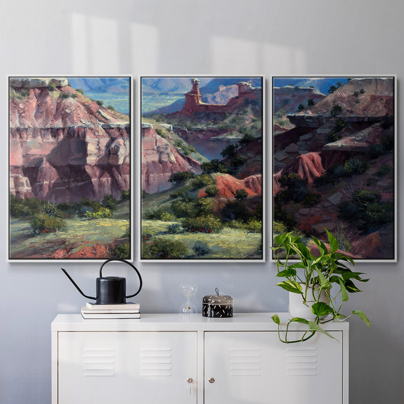 Classic Palo Duro, reproduction sur toile 3 pièces, H 40 po x l 78 po x P 2 po, Blanc