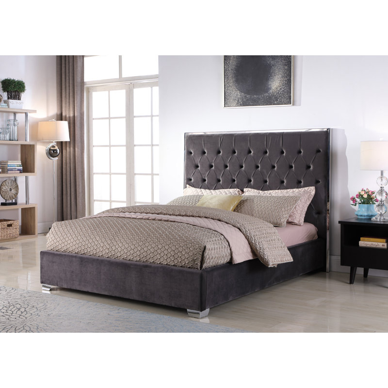 Hungerford Upholstered Standard Bed, California King, Dark Gray