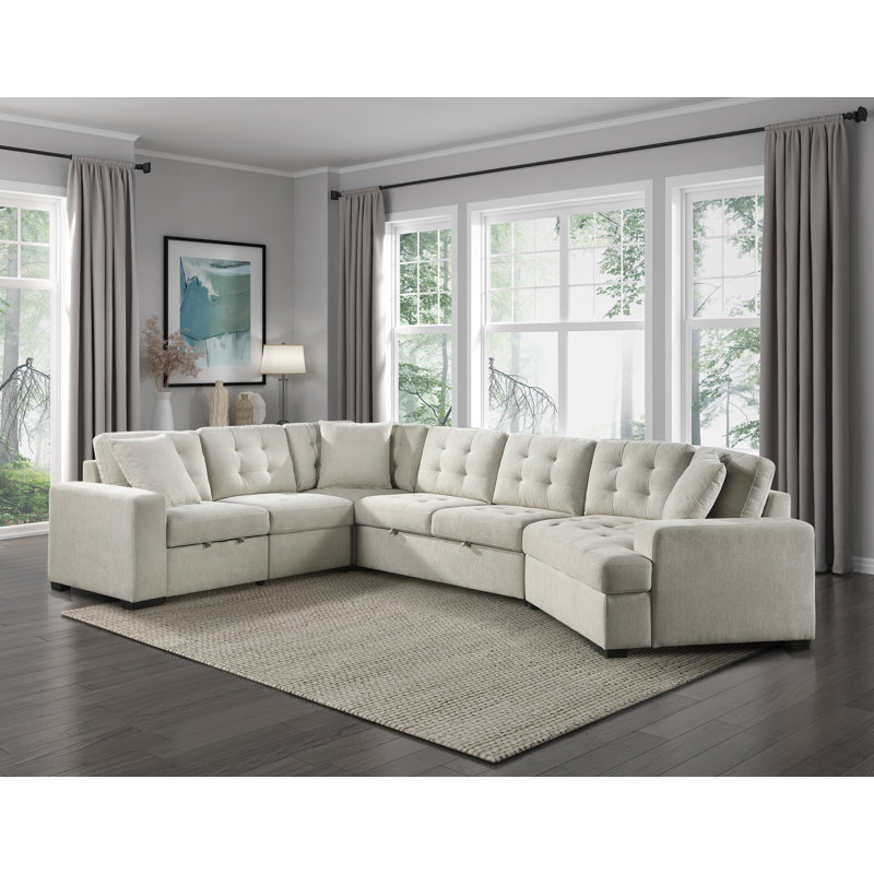 Canapé modulaire de coin symétrique Aneria, H 36,5 po x l 149 po x P 97,5 po, Chenille beige
