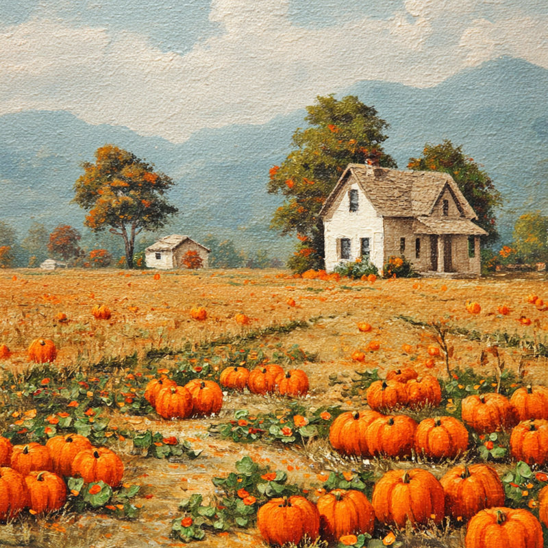 «Pumpkin Harvest Lane», art mural sur toile tendue, H 12 po x l 12 po