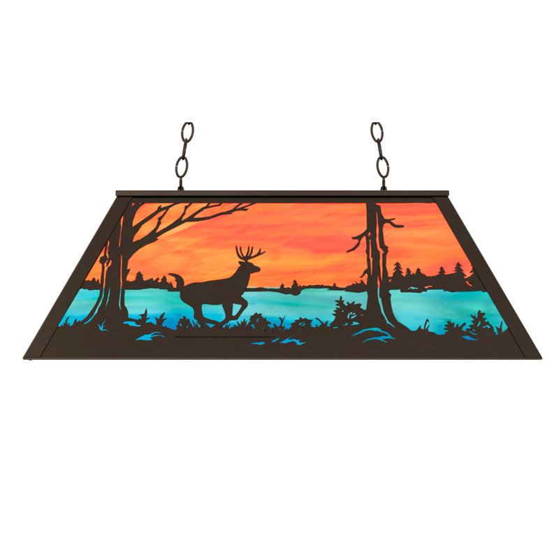 Luminaire suspendu linéaire pour table de billard à 6 lumières Littell, Bronze intemporel